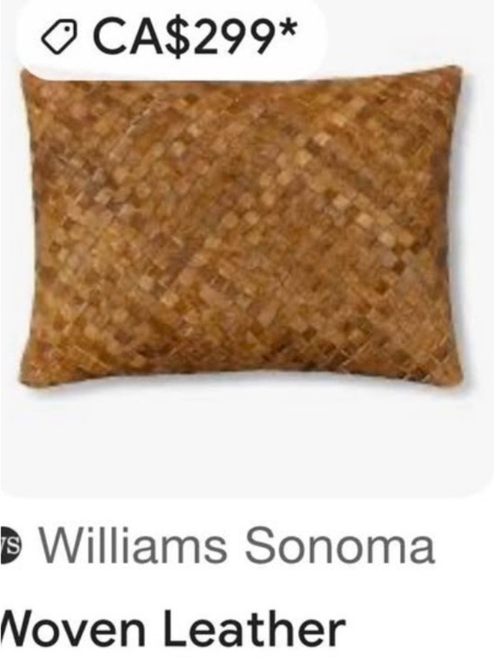 Williams Sonoma Woven Leather Hide Pillow oblong 12x16 western Cowboy - Picture 3 of 6